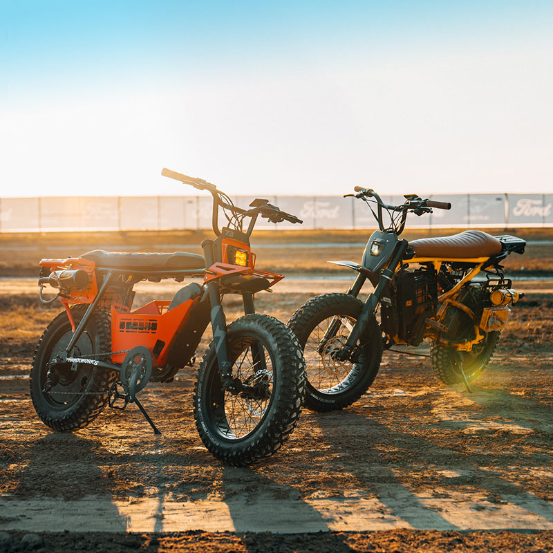 Colorful electric bikes on display 
